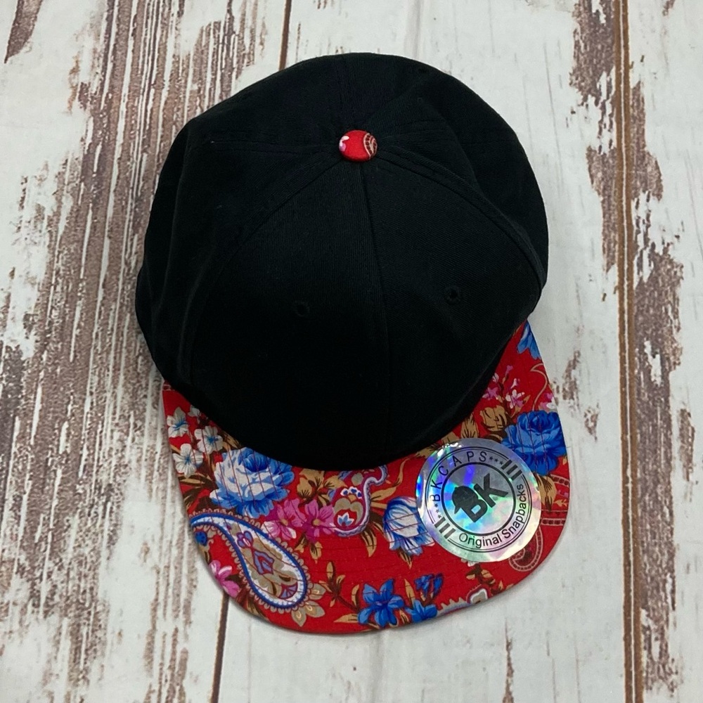 BK Caps Red Floral Black Original Snapbacks Sz OSFM